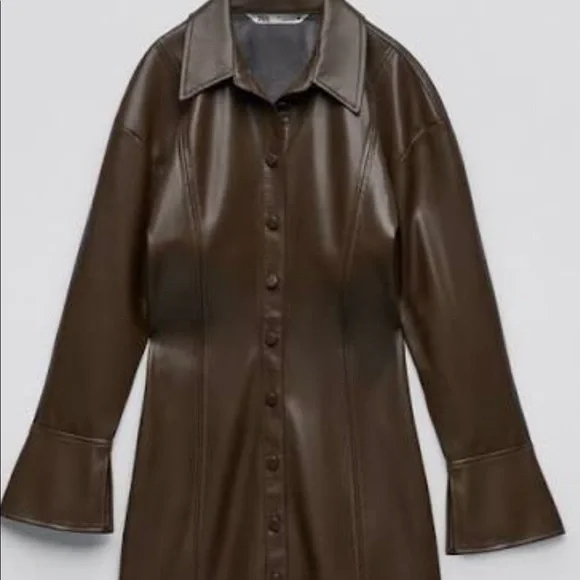 leather jacket dress zara Zara | Dresses | Zara Brown Leather Dress Tags Still On It